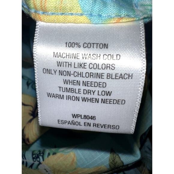 Club Room Mens XL‎ Blue Tropical Hibiscus Floral Short Sleeve Button Down Shirt - Picture 4 of 5